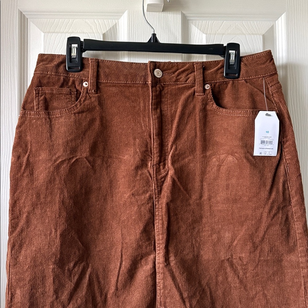 Time and Tru Corduroy Midi Skirt with Front Slit - Picture 7 of 11